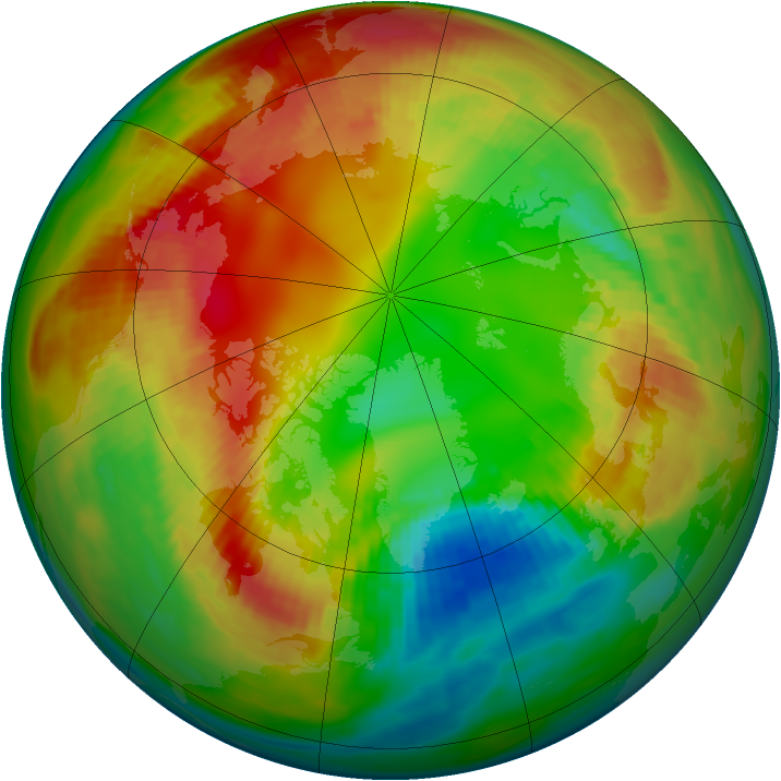 Arctic ozone map for 08 February 1984
